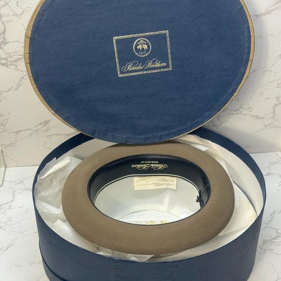 Vintage Brooks Brothers Fedora Hat Size 7 Felt Feather Band - Picture 2 of 11